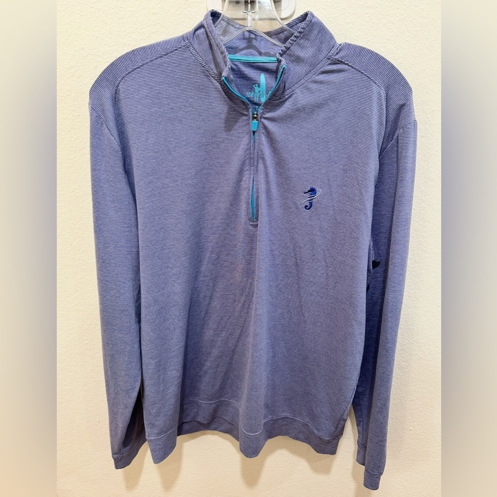 johnnie-O Striped blue and‎ Teal Quarter-Zip men’s medium